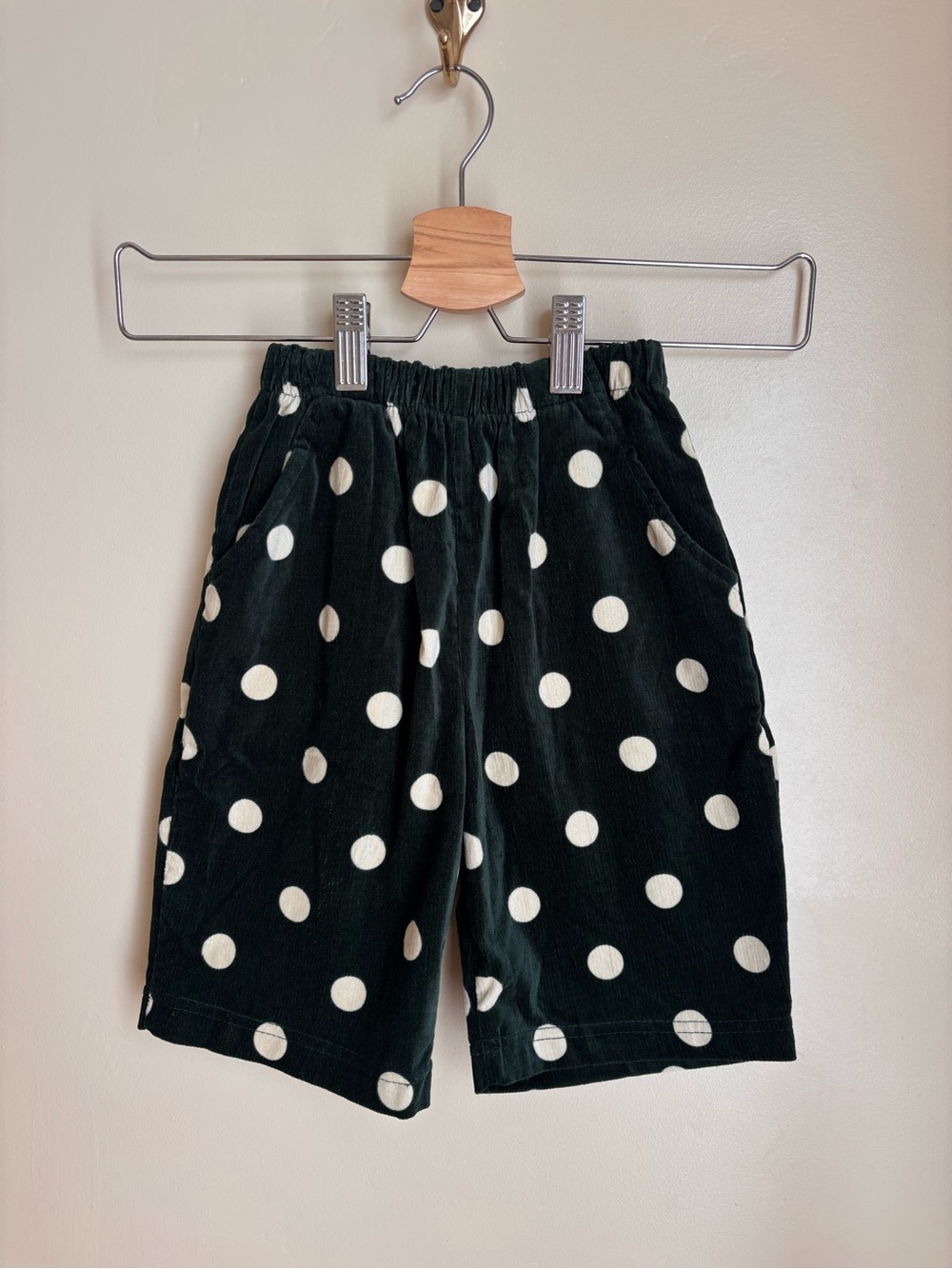 Emerald Green Polka Dot Velvety Pants Size 3T Holiday season wide leg pockets